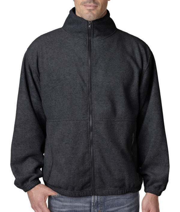 03 Fleece Jacket Men S Full Zip, Polyester Fleece Pea Coat