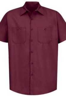 #24 * WORK SHIRT * SIMPSON HOUSE * DINING SERVICES (Dietary Aides & Servers) * Men's Industrial Short Sleeve * BURGUNDY *