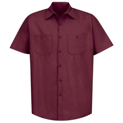 #24 * WORK SHIRT * SIMPSON HOUSE * DINING SERVICES (Dietary Aides & Servers) * Men's Industrial Short Sleeve * BURGUNDY *