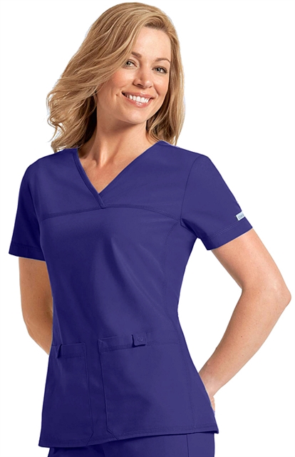 Women’s V-Neck Knit Panel 26 ” Length SCRUB TOP CHEROKEE PRO-FLEXIBLES ...