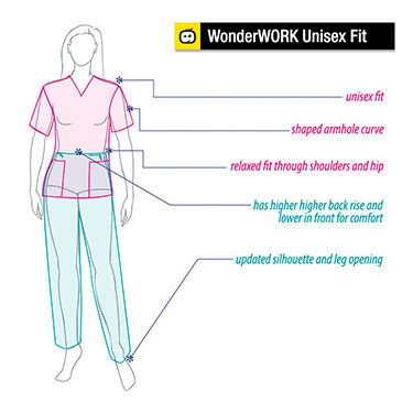WonderWORK by Wonderwink 100 Unisex V-Neck Solid Scrub Top