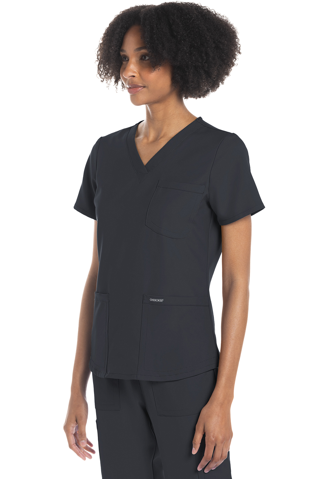 Cherokee Ultra Ladies' 3 Pocket Shirtail V-neck Top - Image 2