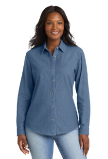 Port & Co™ Women's Long Sleeve Value Denim Shirt - #LSP10