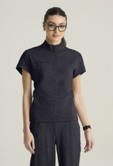 Grey's Anatomy™ by Barco Knit Stretch Mock Neck Zip Top- #GRST319CHOP